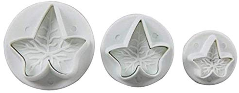DIVISTAR White 3pcs Veined Ivy Maple Leaf Design Sugarcraft Cake Decoration Plunger Cutter DIY Plastic Fondant Cake Cookie Decorating Molds for Kithcen Cooking Baking