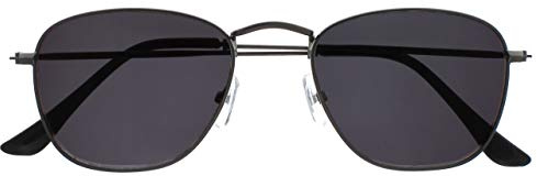 OPULIZE Sky Sonnen Leser Brille Dünner Rand Metallfassung In Klassischer Form Kratzfest Getönte Linse UV400-Schutz Metallgrau Schwarze Spitzen Herren Damen S95-7 +2.50