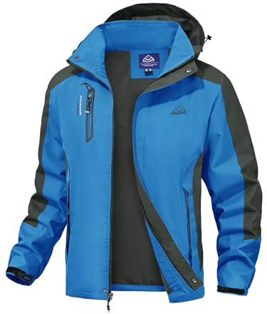 donhobo Herren Softshell Jacke Wasserabweisend Outdoor Winddicht Full-Zip Funktionsjacke Atmungsaktive Wandern Camping Sport Reise Arbeit Mäntel (Blau, L)