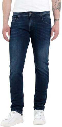 Replay Herren Jeans Anbass Slim-Fit mit Power Stretch, Bleu foncé 007-1 (Blau), 34W / 32L
