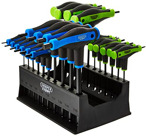 Draper 2-in-1 Torx and Hexagon Allen Key Set (20 Piece) | Soft Grip ‘T’ Handle Hexagon and TX Star® Set | 70388
