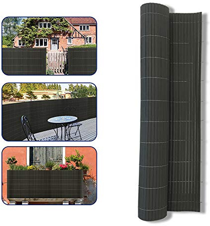 UISEBRT Sichtschutzmatte PVC Sichtschutzzaun Windschutz Sonnenschutz für Balkon, Garten und Terrasse, 160x300cm, Grau