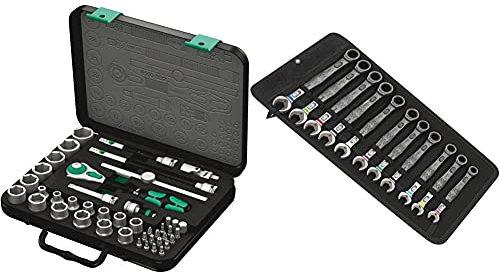 Wera 8100 SB 2 Zyklop Speed Ratchet, Sockets, Bits and Accessories Set, 3/8 Drive, 43PC, 05003594001 & Joker Combination Ratchet Spanner Set Metric, 11pc, 05020013001
