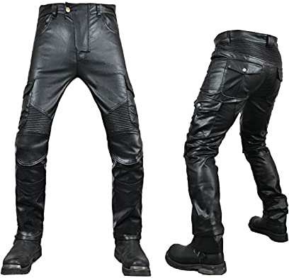 Men's Motorcycle Waterproof Pants Women's Motorcycle Leather Pants Three-layer Leather Protection On Knees, With Replaceable Protective Gear Motorcycle Trousers For Men And Women