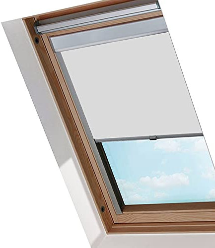 Lospitch Verdunkelungsrollo Dachfenster Rollo mit Seitenschienen für Dachfenster 206 Grau (52.0x98.4cm)/ Verdunkelungs-Rollo Fensterrollo