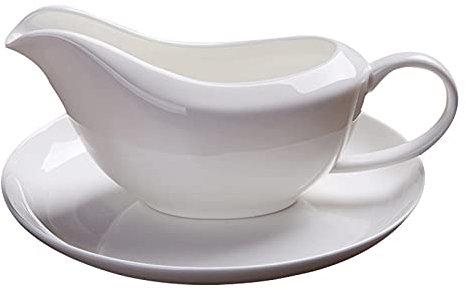 Sauce boat Gravy Boats Serveware Dining Gravy Boat 1 Pack Ceramic Sauce Boat with Saucer Stand，Gravy Boat with Saucer Stand for Salad Dressings, Creamer, Broth, Black Pepper, 200ml Easy Pour Gravy Sau