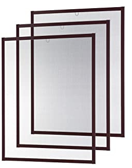 empasa Insektenschutz Fliegengitter Fenster MASTER SLIM Set Alurahmen Mückengitter als Selbstbausatz in 80 x 100 cm, verschiedene Sets und Farben, Farbe:braun, Größe:3er Set