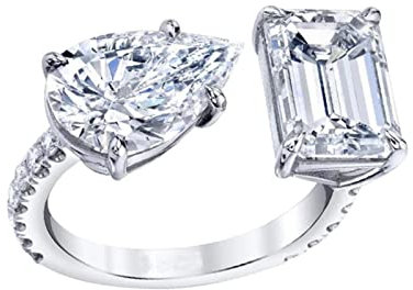 XKUN Anello Anelli di Colore Argento Regolabili in Pietra Zircone per Le Donne Fidanzamento del Matrimonio Gioielli-Adjustable,White