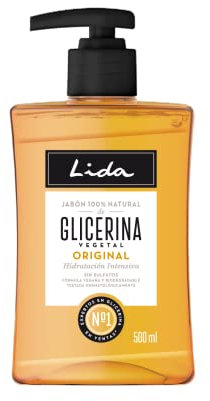 Lida - Jabón Líquido de Manos 100% Natural de Glicerina | Gel de Manos | Limpia, Protege e Hidrata en Profundidad todo Tipo de Pieles | Elaboración Tradicional - 500 ml