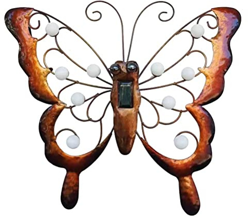 Mariposa metalica Lámparas solares al aire libre decoracion de jardin mariposa mural Decoración de jardín de metal para exterior Luces solares de mariposa Decoración de la pared de la cerca jardín