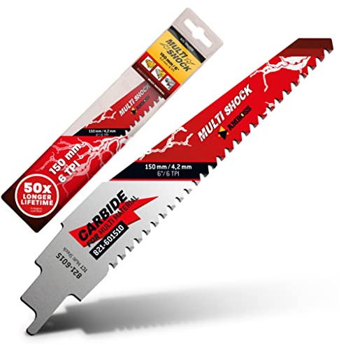 AMBOSS MULTI SHOCK - 1x Säbelsägeblatt Länge 150 mm / 6 ZpZ - ideal für Holz mit Nägeln und Holz mit Schrauben sowie Stahl - Multi Material