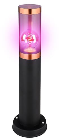 Sockelleuchte RGB Außen Pollerleuchte Stehleuchte Edelstahl, Sensor Fernbedienung dimmbar, Kupfer rauch, RGB LED 8,5W 806lm warmweiß