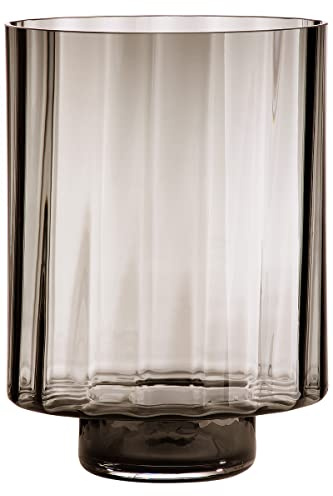 GILDE Deko Windlicht XXL - großes Glaswindlicht handgerfertigt aus Rauchglas - Farbe: braun - Höhe 35 cm