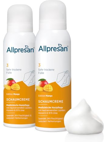 Allpresan Fuß spezial Nr. 3 Schaum-Creme mit Mango Duft für sehr trockene Füße - Zur täglichen Fußpflege sehr trockener Haut 2 x 125 ml