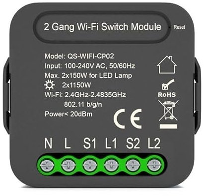 Module Double Interrupteur - Noir/Wifi
