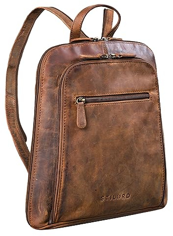 STILORD Damen-Rucksack aus Leder braun - Vintage Tagesrucksack - Frauen-Rucksack - Kleiner Echtleder-Rucksack - Handtasche May