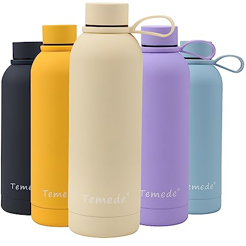 Temede Stainless Steel Insulated Water Bottle, Vacuum Flask BPA-Free, 12hrs Hot & 24hrs Cold Drinks,Thermal Metal Sports Bottles,Leakproof Double Wall Drinking for Kids,Gym,Running,Travel,750ml,Medium