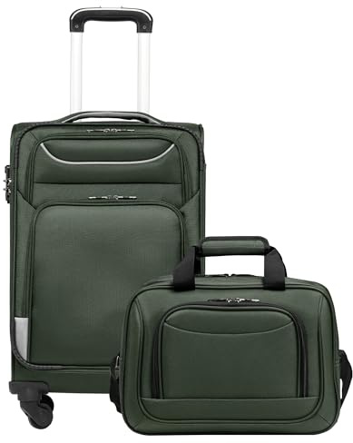 COOLIFE Handgepäck Koffer Weichgepäck Trolley58cm und 1 Große Umhängetasche | Stoffkoffer Trolley TSA Schloss & 4 Spinner-Rolle, ultraleicht, 1200D wasserabweisendes – für Flugreisen & Geschäftsreise