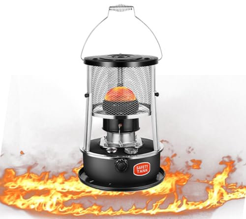 Kerosin-Heizung for den Innenbereich, 2-in-1-Kerosin-Heizung und Herd, 9000 BTU/H Kerosin-Heizung for Camping, Jagd, Kochen, Zuhause, Garage und Notfallvorsorge (Color : Svart, Size : 4.6L)