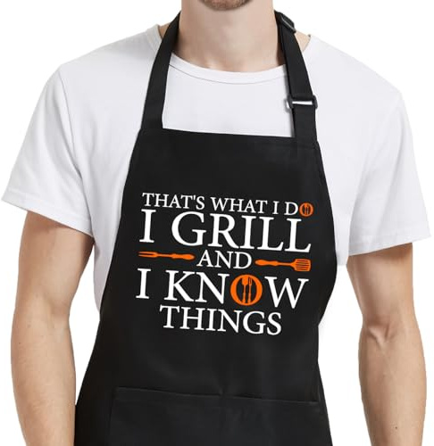 Gvlrbut Funny Grilling Aprons for Men, BBQ Dad Apron for Grill Cooking Kitchen, Chef Apron for Father Grandpa, Birthday Gifts for Husband from Wife