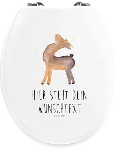Mr. & Mrs. Panda Personalisierter WC Sitz Motiv Lama Stolz - Personalisierte Geschenke, Toilettendeckel mit Namen, Klodeckel, Familie, Klobrille, Toilettensitz, Freundin, Neustart, Family, Lamas