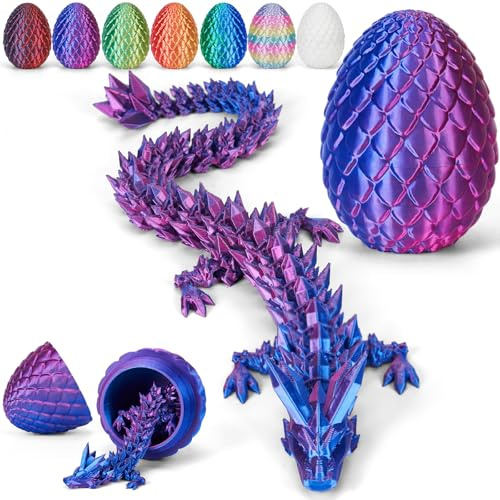 Merrwon 3D-Gedruckter Drache (28,5 cm) mit Drachenei – Kreatives Spielzeug, Geschenk und Deko, Laserviolett