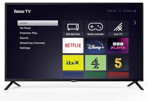 EMtronics EM40ROK Roku TV 40 Inch Full HD 1080p Smart with Netflix, Disney+, BBC, Freeview Play, Dolby Audio, Mobile Control and 3 x HDMI, USB - Black (2024 Model)