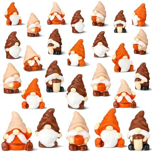 Wonderjune 60 Pcs Mini Coffee Gnomes Tiny Resin Statues to Hide Miniature Gnomes Figurines for Coffee Bar Accessories Decor Cute Statues for Bar Shelf Home Gift