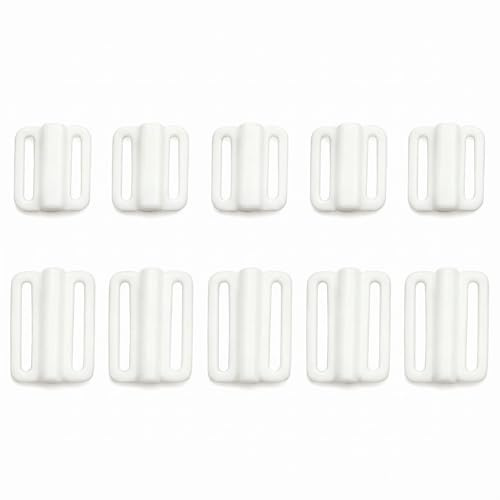 VASANA 10PCS White Plastic Buckles Front Closure Hook Clasp Fasteners Sew on Clothes Bra Clip Hooks Sewing Supplies Bikini Closure Lingerie Sewing Replacement Part(1.2+1.5CM)