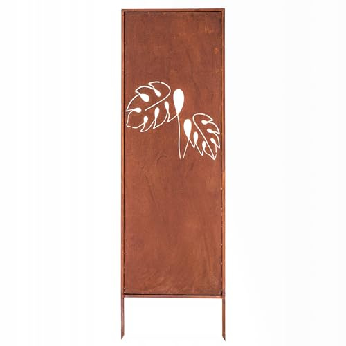 Kapaga - Sichtschutz Metall - 160x50 cm - Edelrost - Rostoptik, Patina | für Garten und Terrasse - Corten, Sichtschutzelement - Sichtschutzwand - Gartendekoration Zaun - Rost (Monstera)