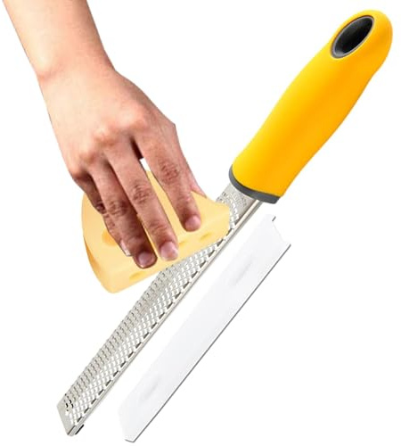 Fellflying Cheese Graters for Kitchen, Lemon Zester Grater with Small Brush, Cheese Shredder, Hand Held Cheese Grater, Kitchen Gadgets, Stainless Steel, for Fruits, Vegetables, Cheese, Chocolate
