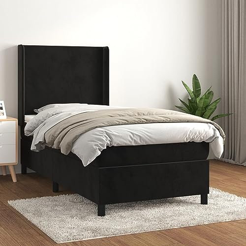 Juroupi Boxspringbett mit Matratze Betten Matratze Bett Mit Matratze Boxspringbett Mit Bettkasten Schwarz 80x200 cm Samt