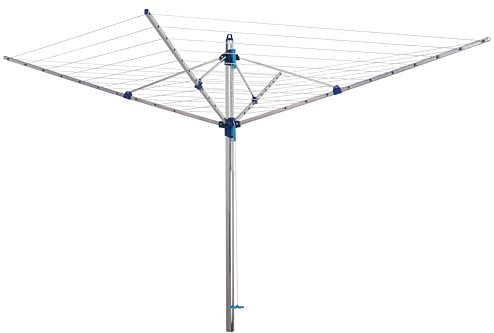 Blome Wäschespinne Idea 60m blau inkl. Bodenhülse und Schutzhülle, Wäsche Spinne draußen, Made in Germany