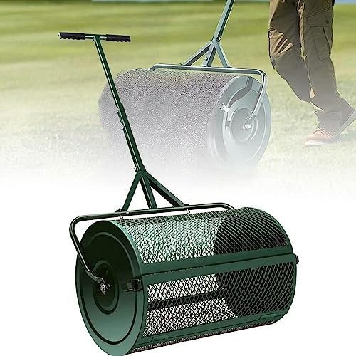 QLSABIA Spandiconcime per Prato e Giardino da 24, spandiconcime per Compost e fertilizzanti | Durevole e Leggero | Spandiconcime a rulli per Torba (Verde), Verde-Separato 32x60 cm