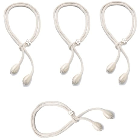 Ymxil 4STK Vorhang Raffhalter Beige Gardinenhalter Blume Buckle Vorhänge Halter Gardinen Halterung Zusammenbinden Lanyard Kreativ Einstellbar Baumwolle Seil Schnalle Geschlossen Band Vorhang Zubehör