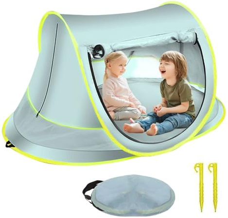 Pop Up Beach Tent for baby,140x95x60cm UV Protection UPF 50+ Beach Shelter,1-3 Person Portable Sun Shelter Tent Easy Set Up, Automatic Outdoor Beach Shade for Picnic,Garden (Blue)