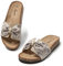 JOMIX Mules Femme avec Nœud Claquettes Femmes Imprimé Fleurs Sandales Plat été pour la Piscine Plage (Kaki,39)