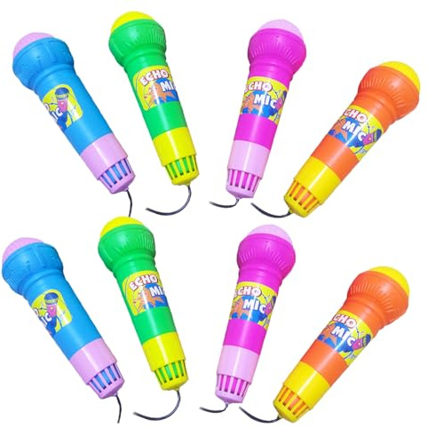 GARIOUANS Micrófono De Simulación y Micrófono Falso para Niños Tamaño Mediano Plástico Seguro Accesorios Creativos para Fiestas y Juegos Educativos Pack De 8 Unidades Colores Aleatorios