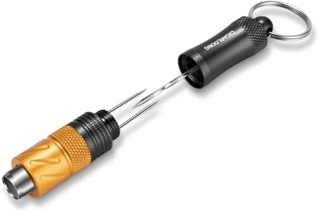 CIGARLOONG Perforatore per sigari 4 in 1 in acciaio inox, strumento integrato e porta sigari, portatile, per uomini (nero + oro)