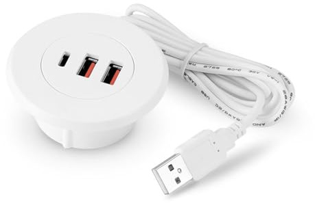 3 Porte USB Desk Grommet Hole Round Desktop Charging Dock USB Con Adattatore di Alimentazione Incorporato Foro Rotondo Desk Grommet