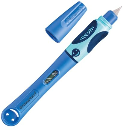Pelikan griffix® Füllhalter für Linkshänder, Bluesea, mit Laser-Gravur, Ergonomisches Schreiblernsystem