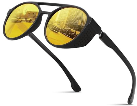 kunchu Night Driving Glasses Anti Glare HD Night Vision Glasses for Driving, TAC Polarised Lens, Yellow Tinted Sunglasses, Glare Reducing Nighttime Driving Glasses for Men & Women