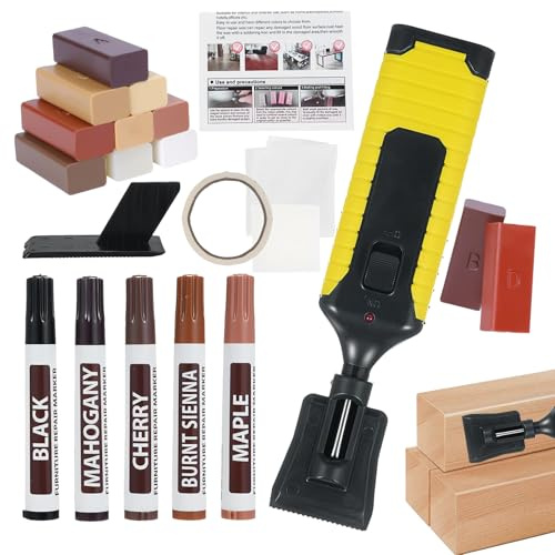JIEBWCHA Kit de reparación de suelos de madera, reparación para suelos, 11 colores, marcador con pintura impermeable, fácil aplicación para muebles, puertas, mesas, cocina, baño y salón reparaciones