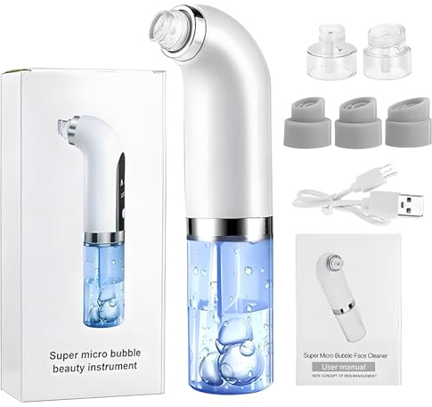 Extracteur de Point Noir Electrique, Aspirateur Point Noirs, 2 en 1 Extracteur de Comédon Nettoyage des Pores Hydratante Visage, 6 Sondes et 3 Modes, avec Réservoir d'Eau Visuel