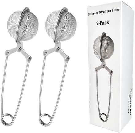 WNJLXLGDGO 2-Pack Tea Ball Infusers, Premium 304 Stainless Steel Fine Mesh Tea Strainer with Long Handle for Loose Leaf Tea, Brewing, Steeping, Spices & Seasonings