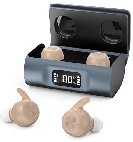 OTC Hearing Aids for Seniors & Adults - Rechargeable, 25+ Hour Battery Life, Advanced Noise Cancellation, 5-Level Volume & Memory, Clear Sound, Comfort-Fit