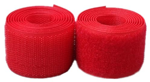 Hook and Loop Tape Sew On 38mm - Non-Adhesive Fastener Nylon Fabric Interlocking Tape for DIY Craft Sewing Fixing Cushions Clothes (Red, 10 Yard)