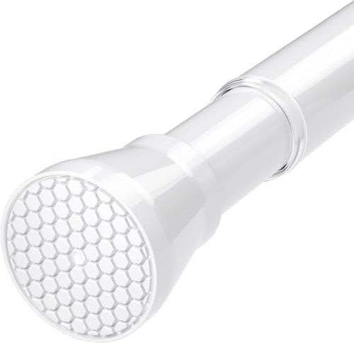 HAOYUNTE Asta per tende senza foratura, 113-196 cm, Ø 22 mm, asta telescopica in acciaio al carbonio, asta per tende regolabile per finestre, doccia, porta e armadio, bianco