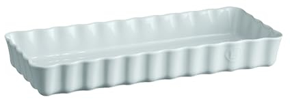 Emile Henry Tourtière Rectangulaire Longue – Céramique Haute Résistance – Cuisson Homogène et Tartes Dorées à Cœur – Coloris Écume – Fabriqué en France