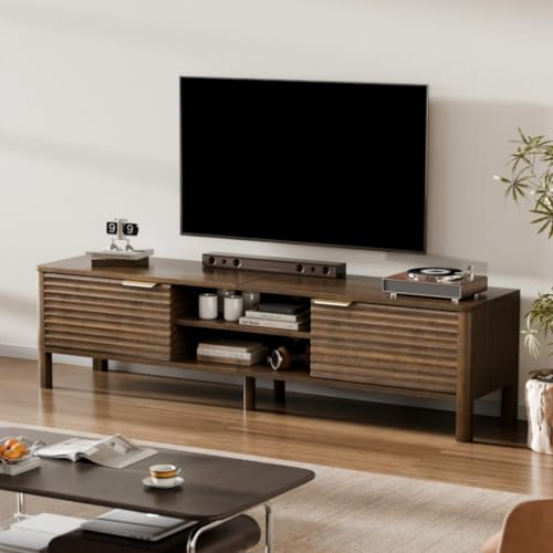 IKALIFE TV Lowboard Holz 150cm TV Schrank mit Stauraum Braun | TV Board mit 2 Türen, Fernsehtisch für Fernseher bis 65 Zoll, Tv Tisch Modern, Sideboard für Wohnzimmer, Schlafzimmer